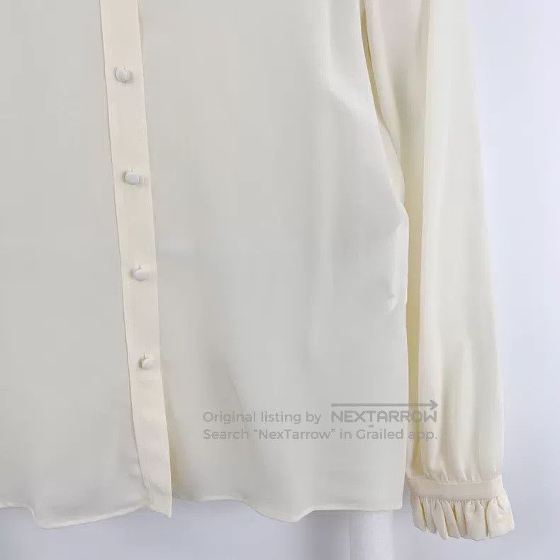 Saint Laurent Paris Saint Laurent Paris Beige Long Sleeve Shirt with Lace Trim Size XXS / US 00 / IT 34 - 5 Thumbnail