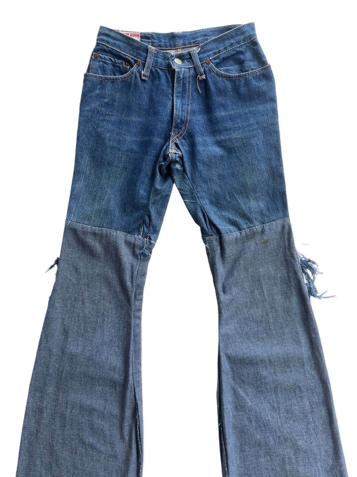 If Six Was Nine PICK‼️ Vintage Blue Born USA Remake Patchwork Flare Jeans Size 24" / US 00 / IT 34 - 3 Thumbnail