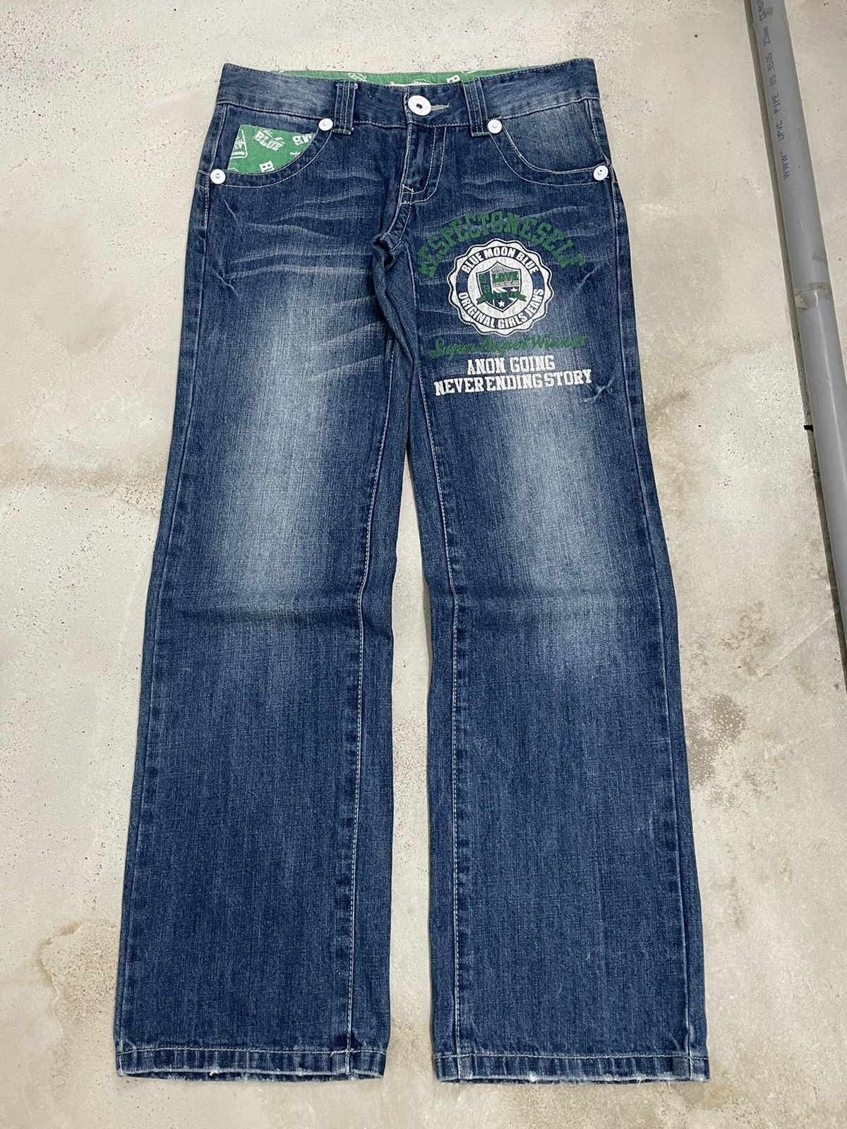 Blue Blue Japan Blue Moon Blue Wide Surf Y2K Style Back Pocket Printed Size US 30 / EU 46 - 3 Thumbnail