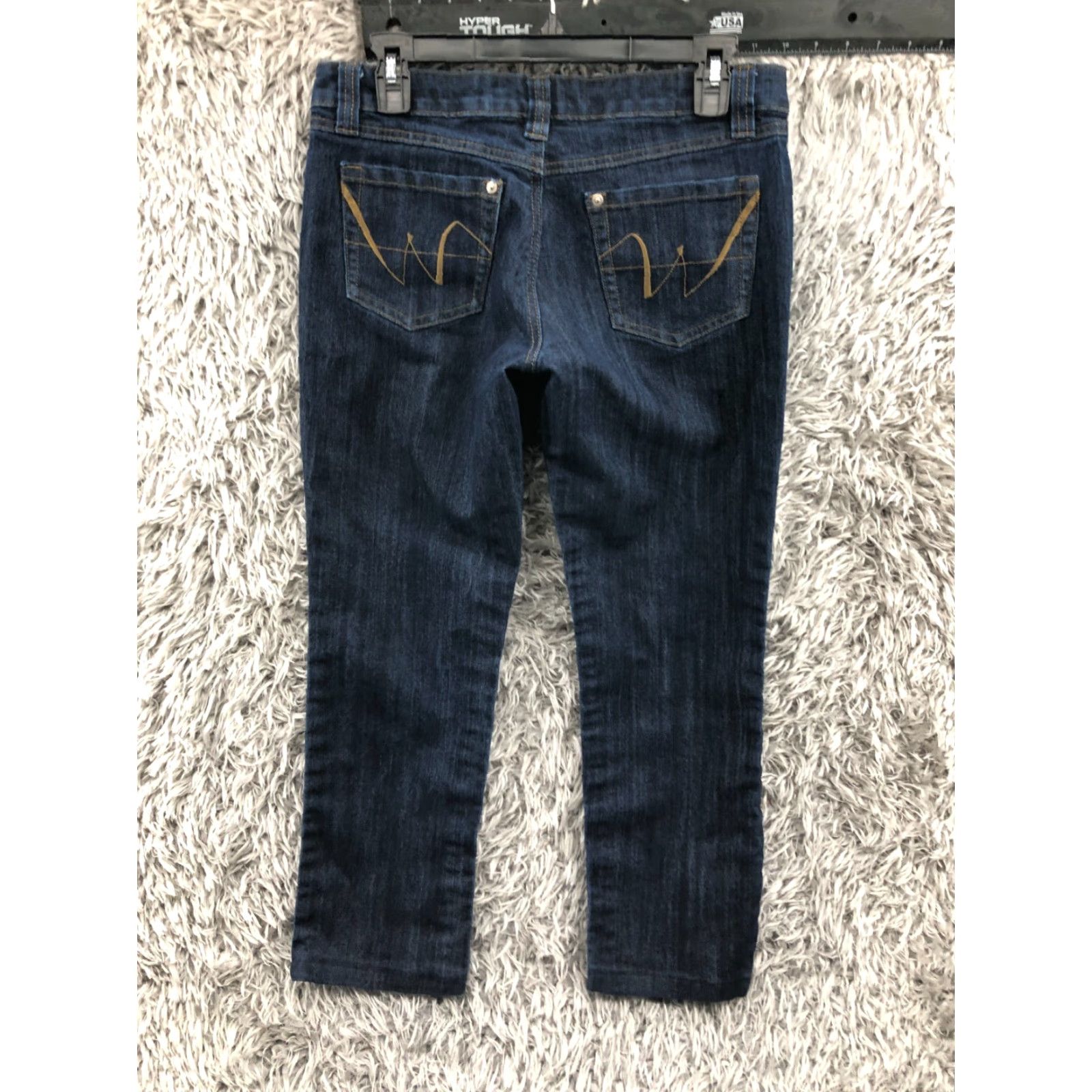 Vintage Wet Seal Jeans Short Juniors Womens Blue Dark Wash Size 11 Denim 5-Pocket Regular Rise Low 26in Inseam Belt Loops Zipper Button Size 32" / US 10 / IT 46 - 5 Thumbnail