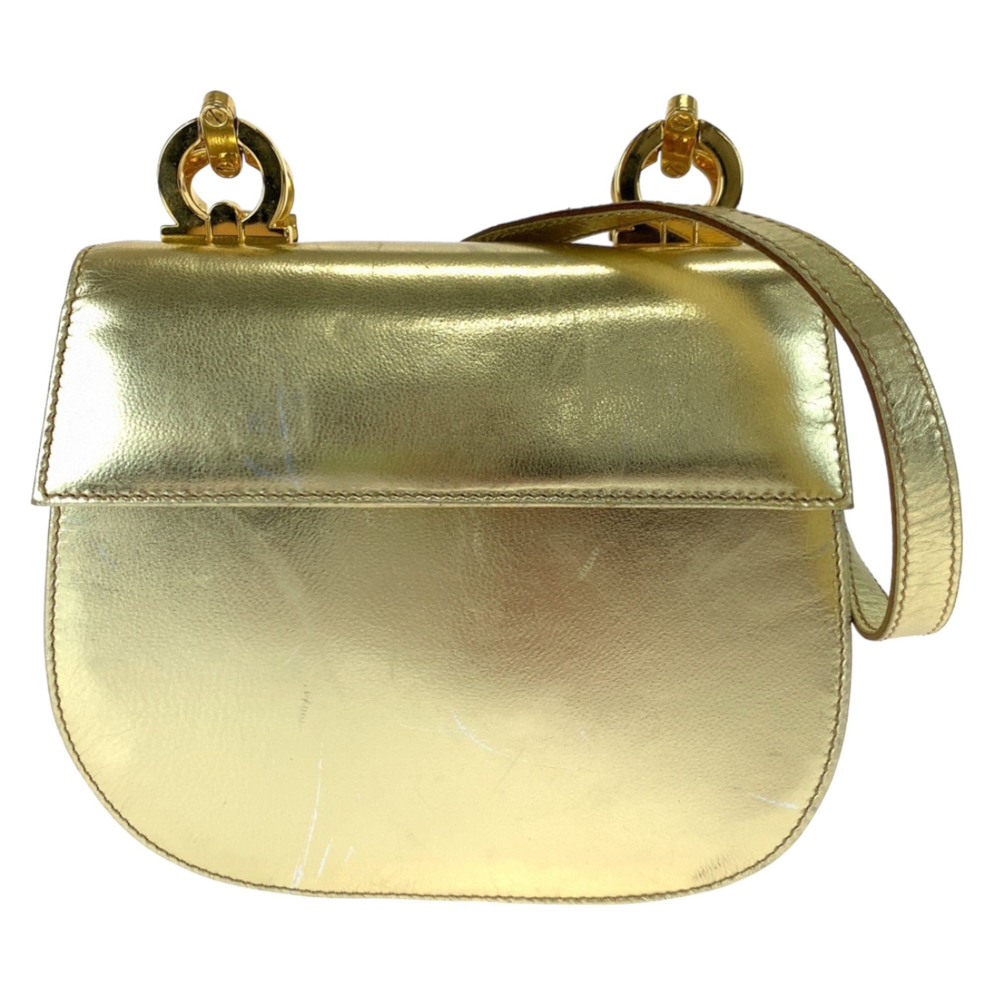 Salvatore Ferragamo Salvatore Ferragamo Vintage Gancini Gold Leather Shoulder Bag P213151 for Women Size ONE SIZE - 1 Thumbnail