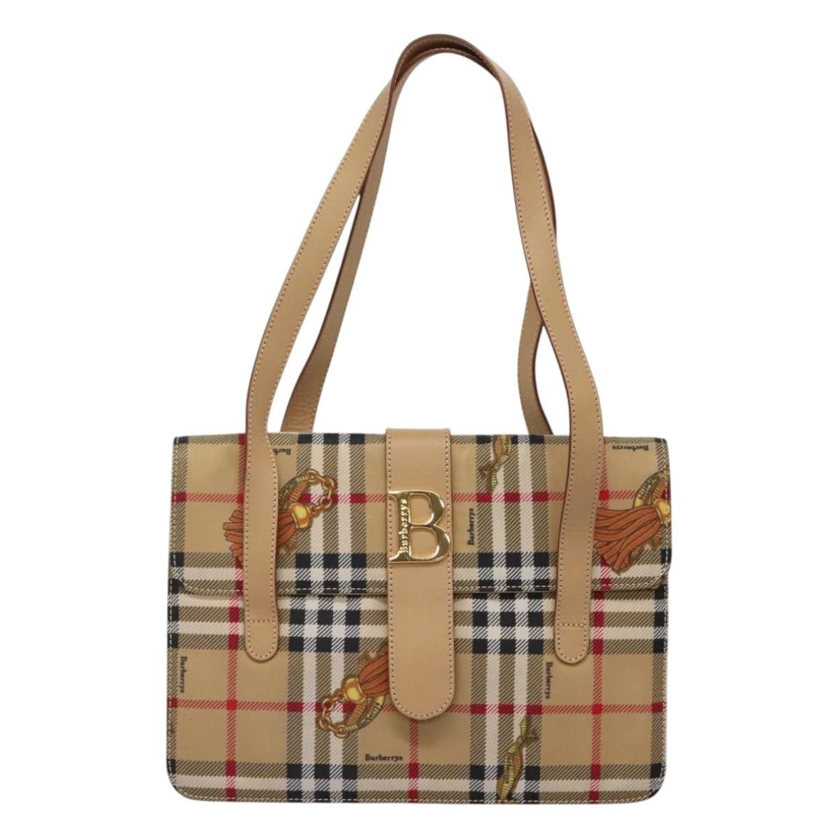 Nova Check Beige Synthetic Tote Bag (Pre-Owned)