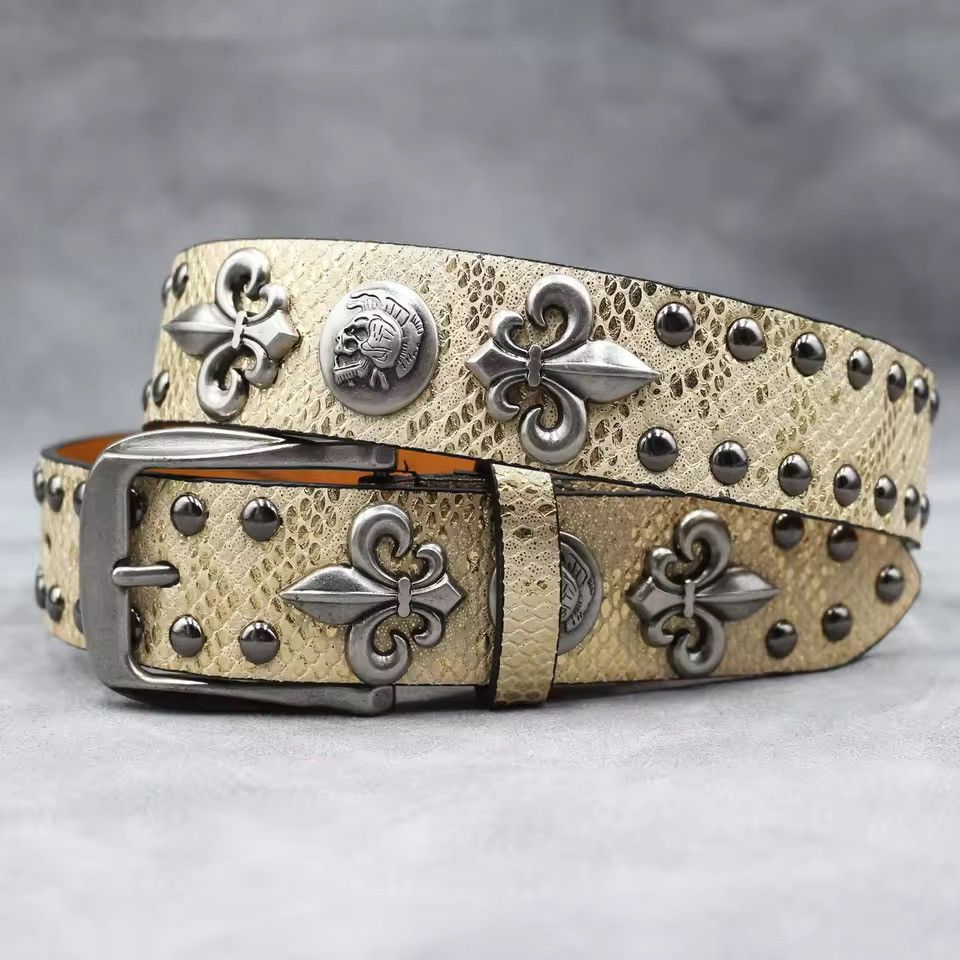 Japanese Brand Y2k PU Leather Rivet Punk Skull Rock Belt 125 cm Size ONE SIZE - 7 Thumbnail