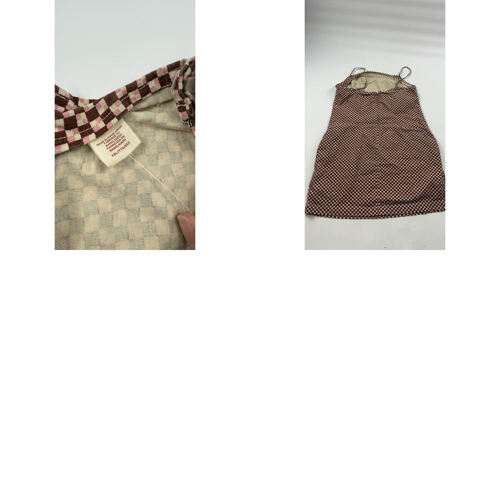 Levi's VINTAGE Levi's Dress Womens 2XL Brown Pink Checkered Checkerboard Spaghetti Strap Mini Size XXL / US 16-18 / IT 52-54 - 8 Thumbnail