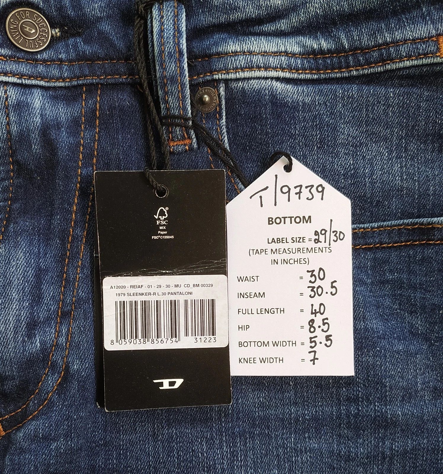 Diesel Diesel 1979 SLEENKER-R L.30 MENS JEANS T/9739 Size US 29 - 6 Thumbnail