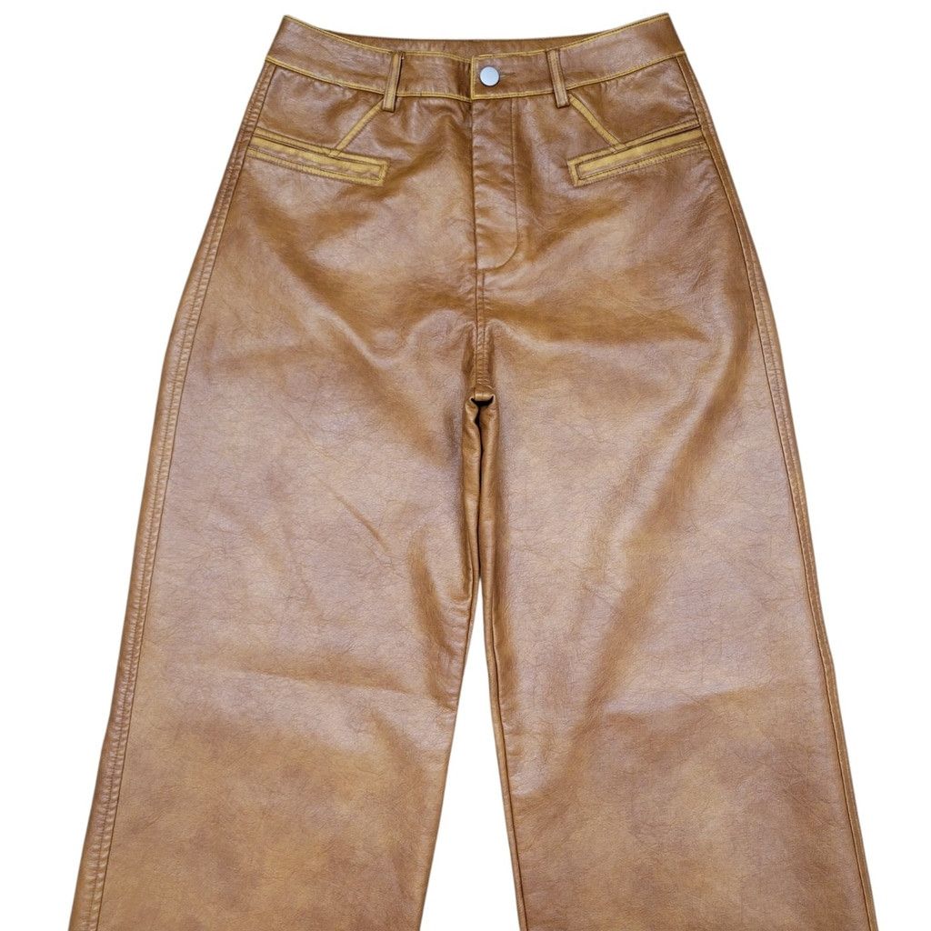 Other ANEWSTA Women Faux-Leather Wide-Leg Brown Pants Size Medium Size 28" / US 6 / IT 42 - 4 Thumbnail
