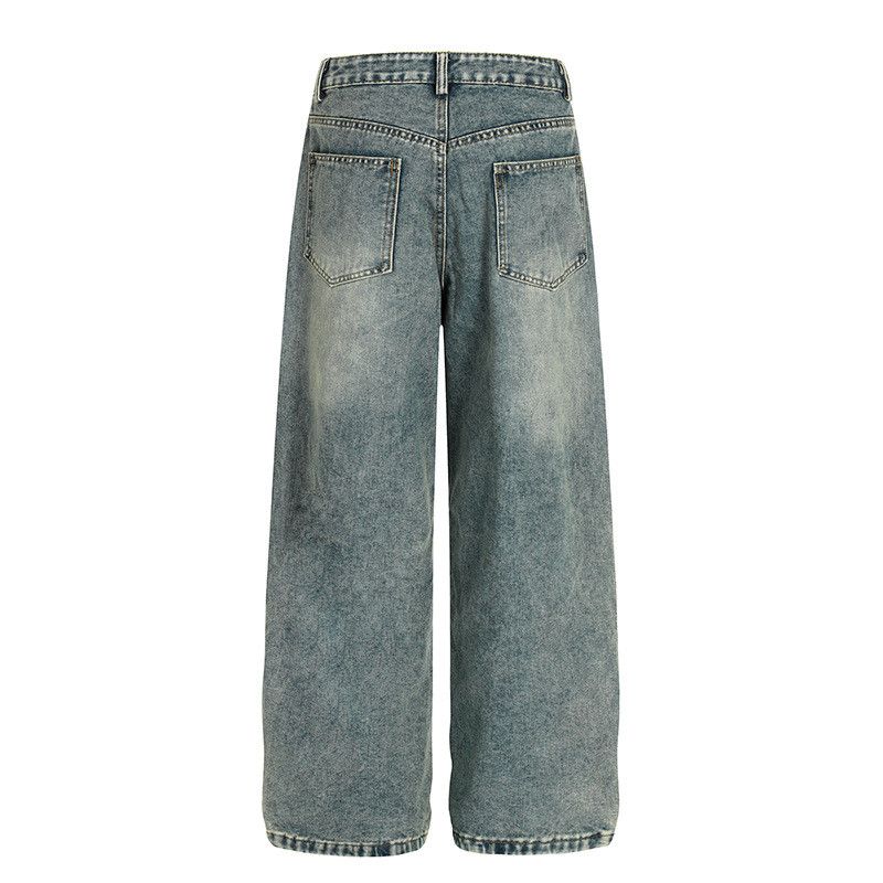 Jean American retro distressed patchwork butterfly straight jeans Size US 32 / EU 48 - 2 Thumbnail