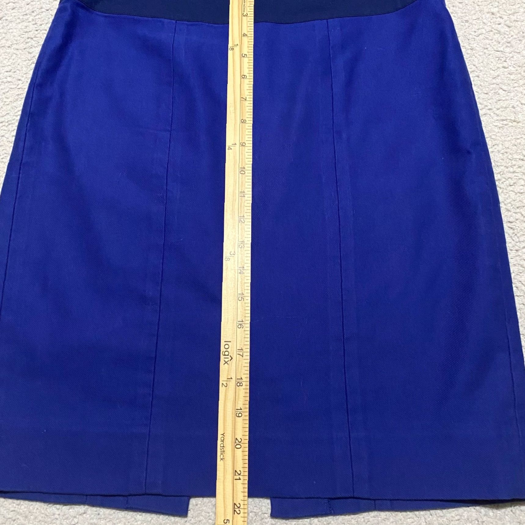 Vintage Cabi Skirt Women 4 Solid Blue Short Straight Pencil Cotton Spandex Zipper Business Size 27" / US 4 / IT 40 - 3 Thumbnail