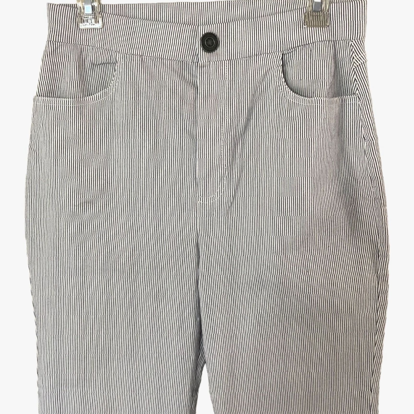 Free People Free People Florence Crop Flare Pants Womens Large White Blue Stripe Stretch Size 36" / US 14 / IT 50 - 3 Thumbnail