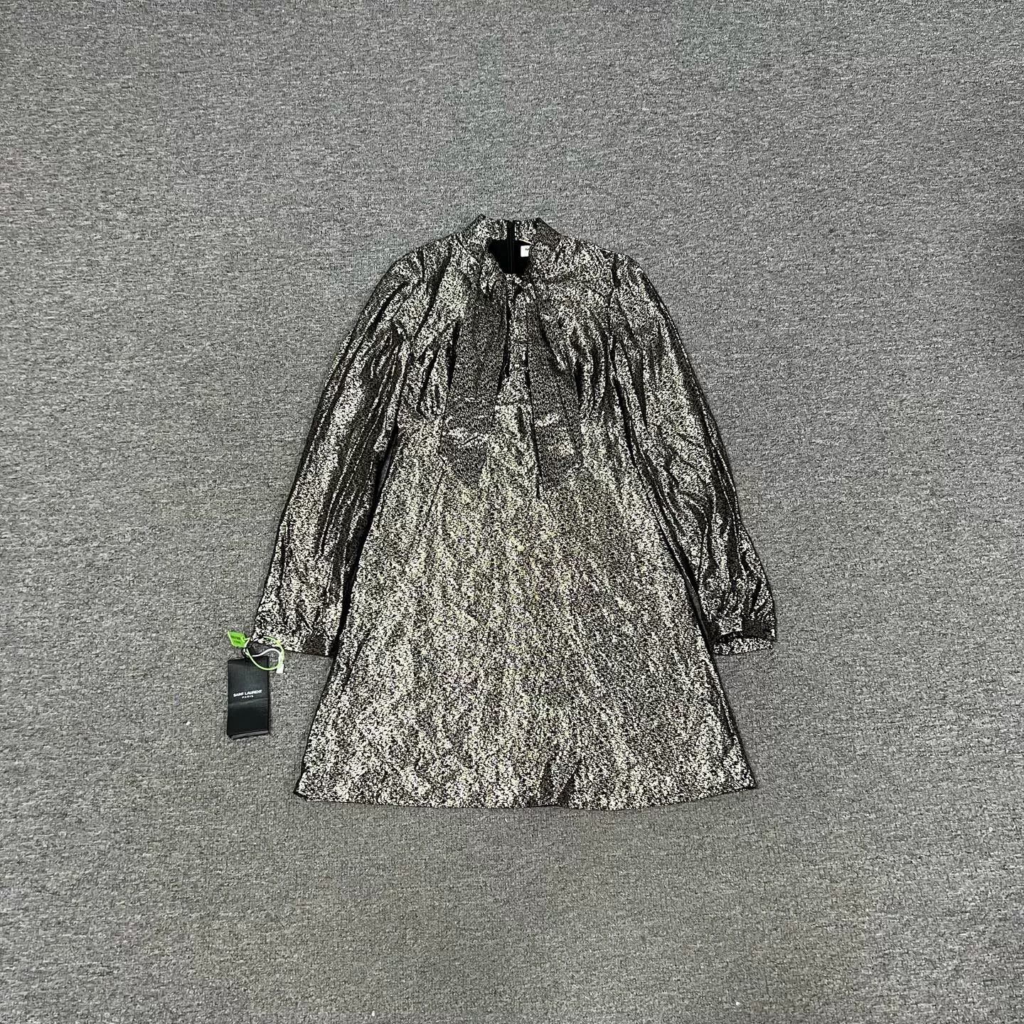 Yves Saint Laurent YSL Silver Ribbon Dress F34 Size XXS / US 00 / IT 34 - 1 Thumbnail