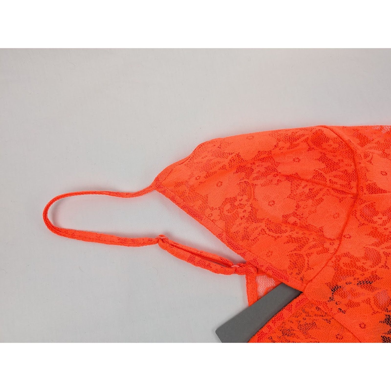 Balenciaga o1rshd1 Stretch Lace Short Dress in Fluo Orange Size L / US 10 / IT 46 - 9 Thumbnail