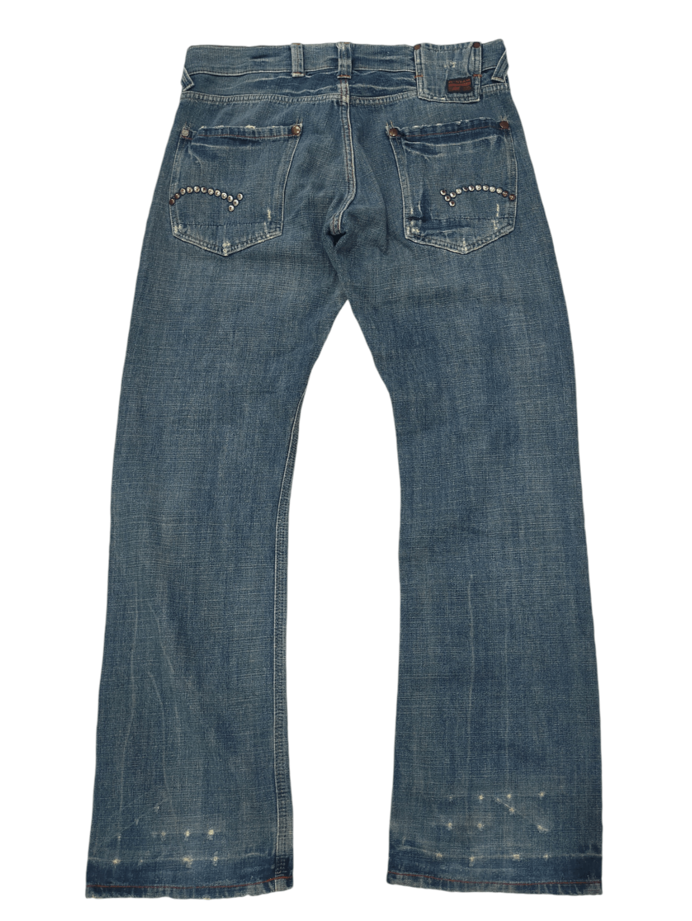 Designer × G-Star × Vintage 🚨G-STAR STUDS STRAIGHT DISTRESSED DENIM Size US 35 - 2 Thumbnail