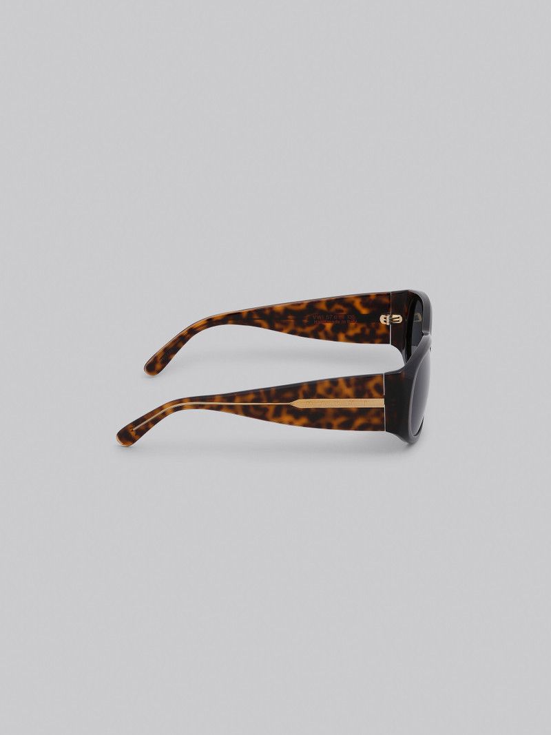 Marni o1w1db11125 Size :OS /Logo Acetate Wrap Sunglasses in Brown Size ONE SIZE - 4 Thumbnail
