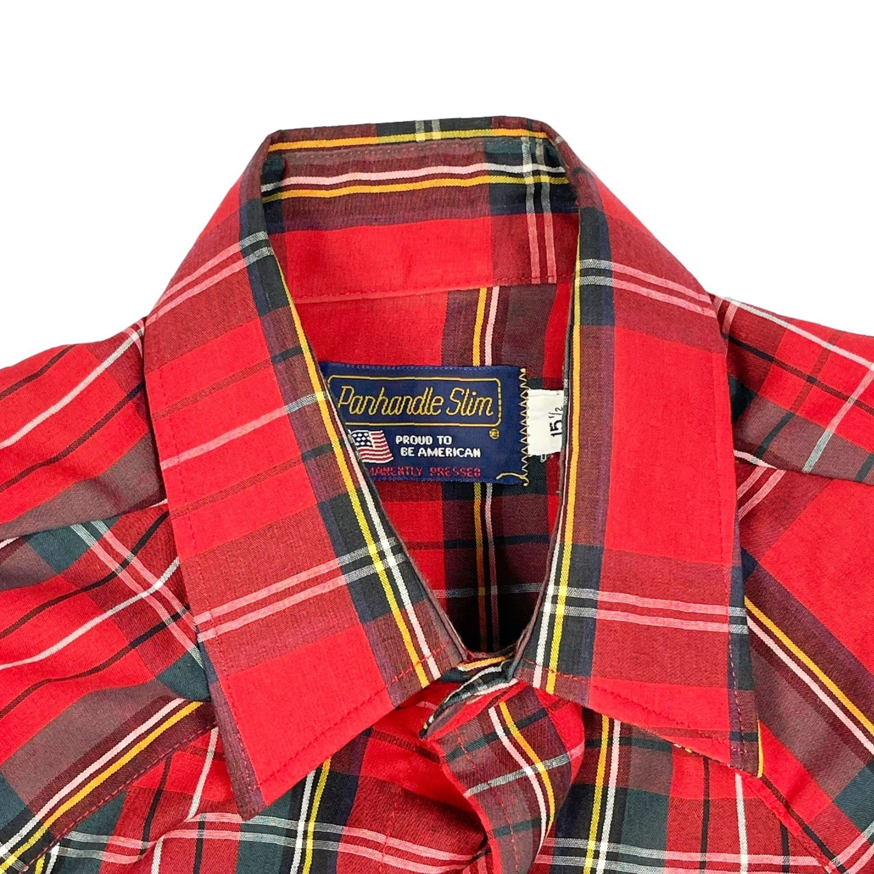 Vintage VINTAGE Panhandle Slim PLAID Western Pearl Button Short Sleeve Shirt MENS Medium Red Knit Pocket Slimming Size US M / EU 48-50 / 2 - 4 Thumbnail
