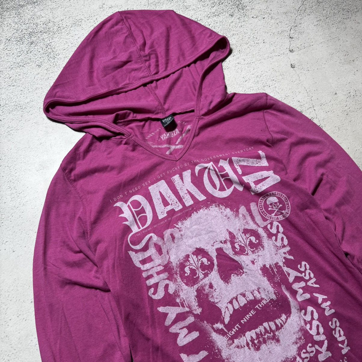 If Six Was Nine Yakuza F*ck Society Pink Hoodie – Glam Punk Grunge Energy Size M / US 6-8 / IT 42-44 - 2 Thumbnail
