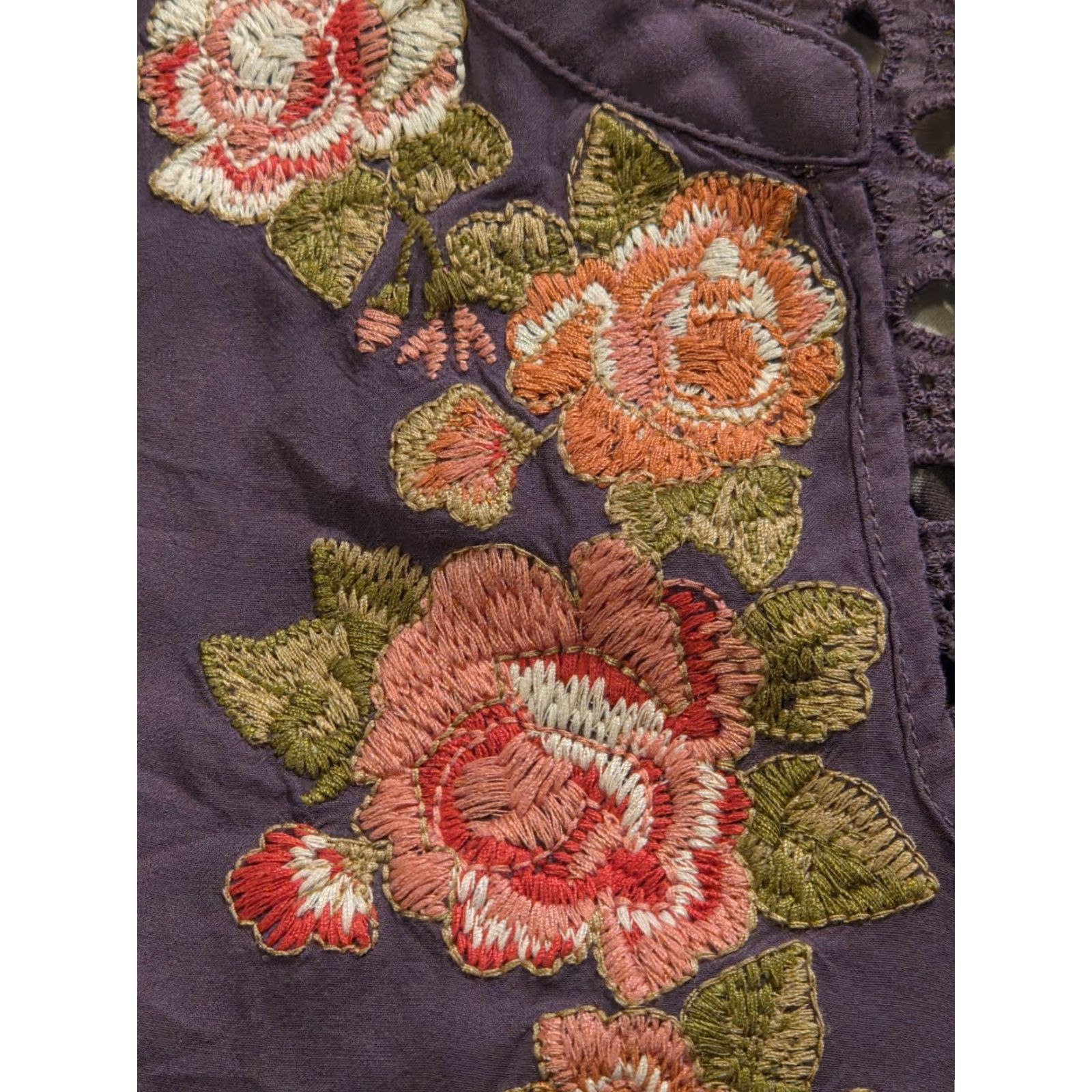 Vintage Andree By UNIT Embroidered Boho Tunic Blouse Floral Hippie Purple Womens Medium Size M / US 6-8 / IT 42-44 - 4 Thumbnail
