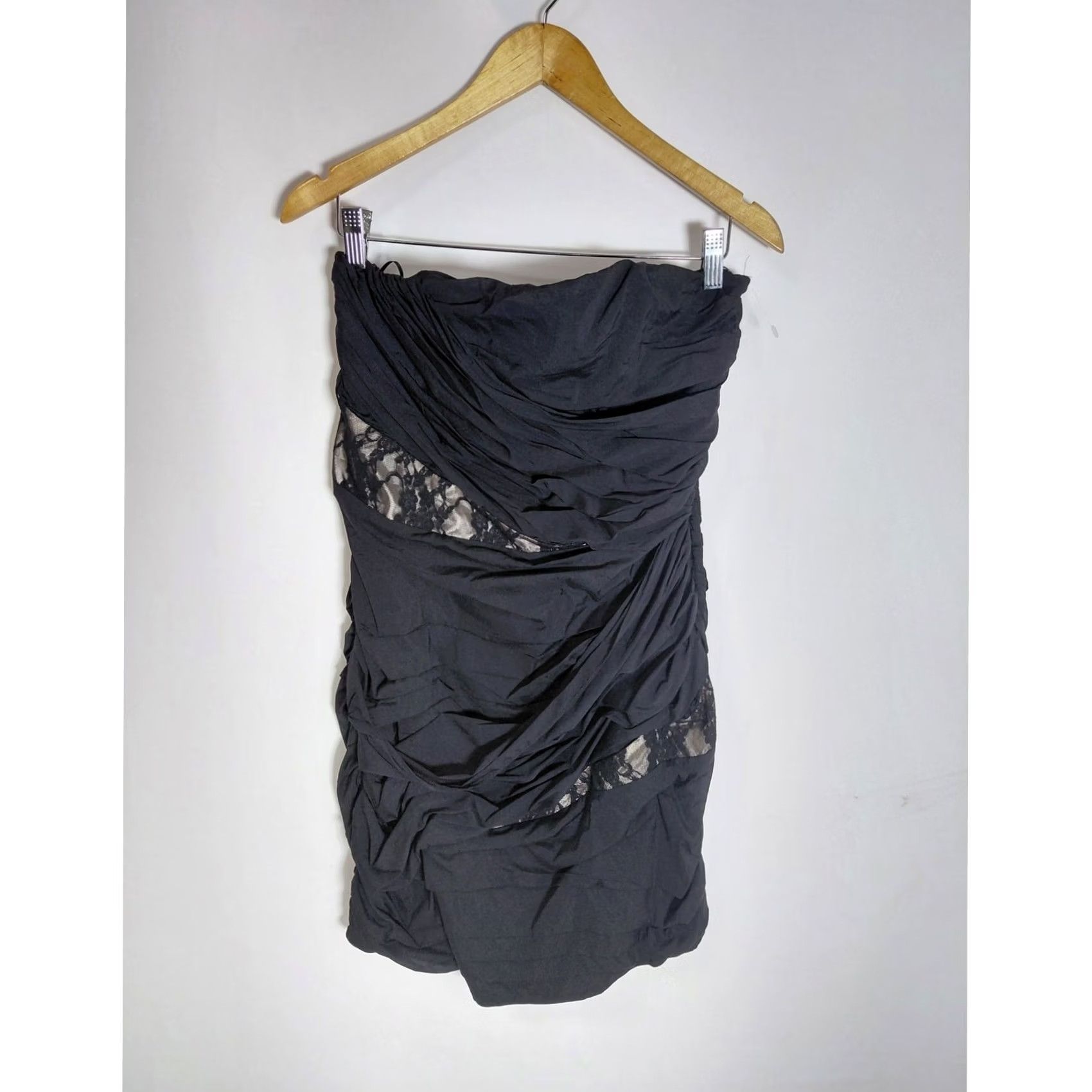 Express EXPRESS Dress Size 12 Black Women Silk Blend Strapless Sleeveless Ruched Solid Size XL / US 12-14 / IT 48-50 - 2 Thumbnail