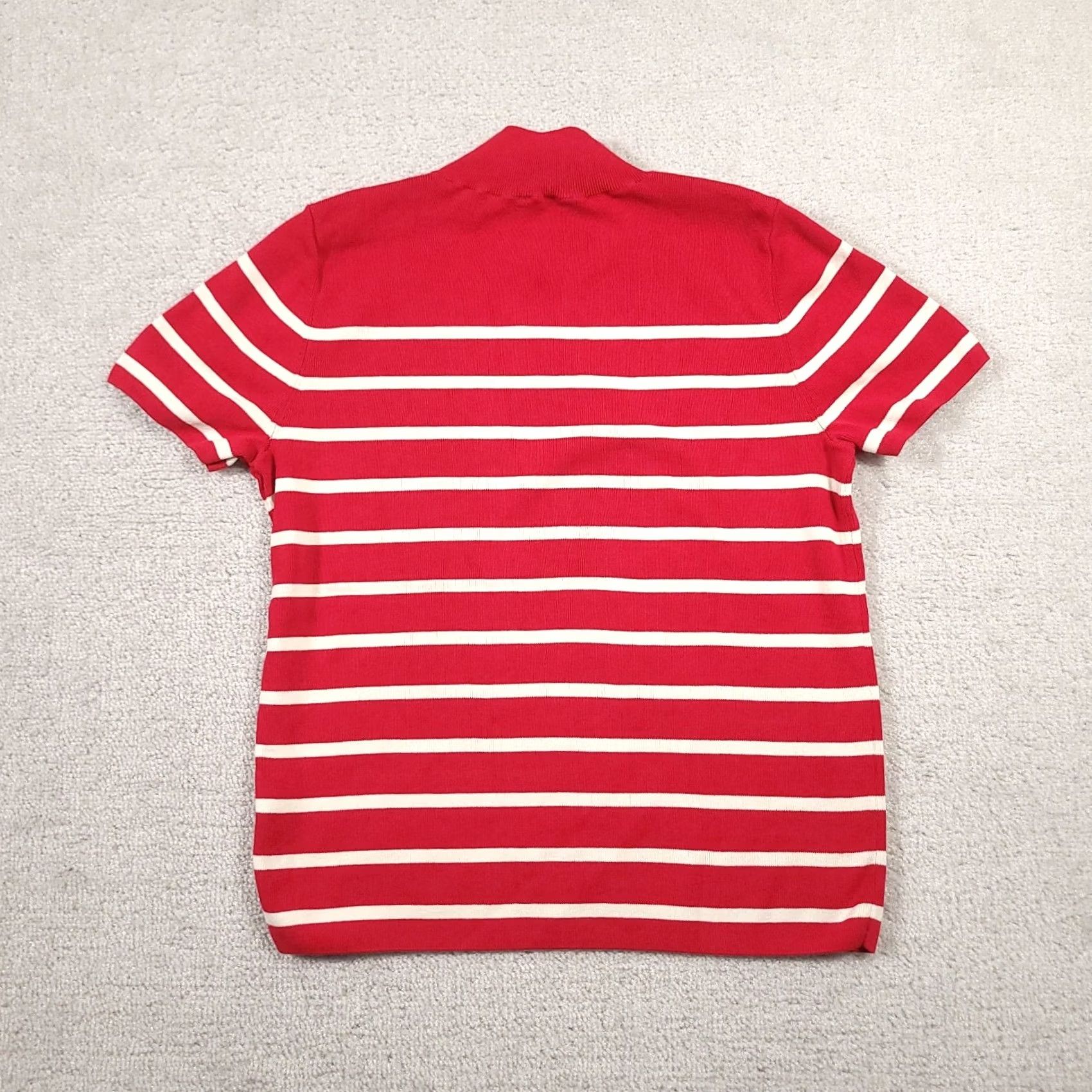 Talbots VINTAGE Talbots Red Mock Neck Sweater Short Sleeve Button Pullover Knit Petite Large Women’s Red Size L / US 10 / IT 46 - 7 Thumbnail