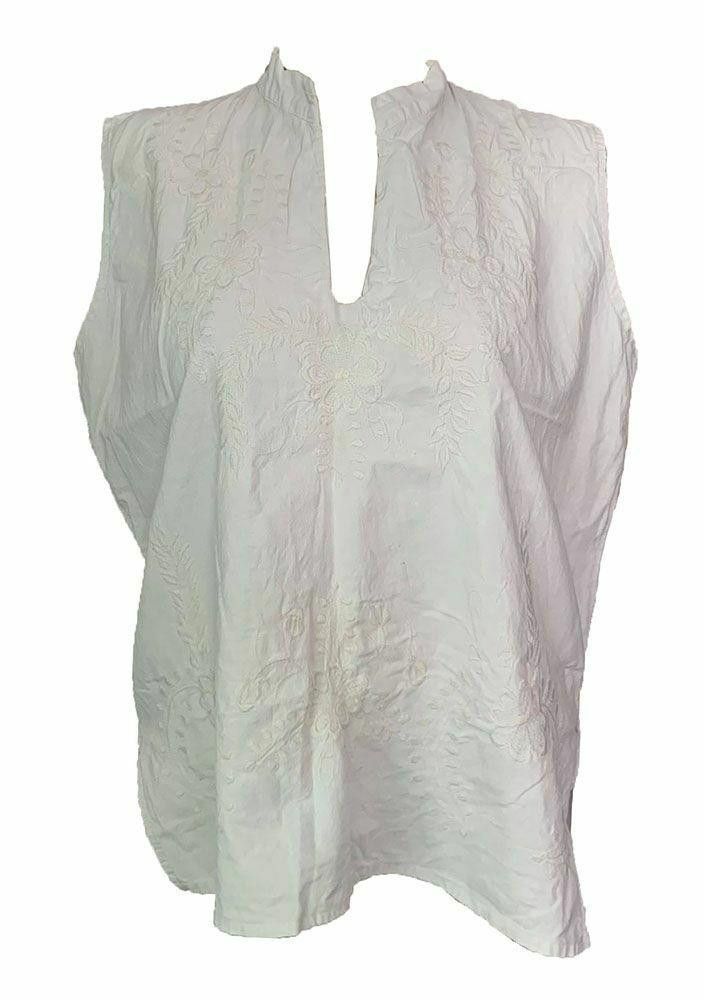 Designer Pre Owned White Hand Made Blouse Xl Size XL / US 12-14 / IT 48-50 - 1 Thumbnail