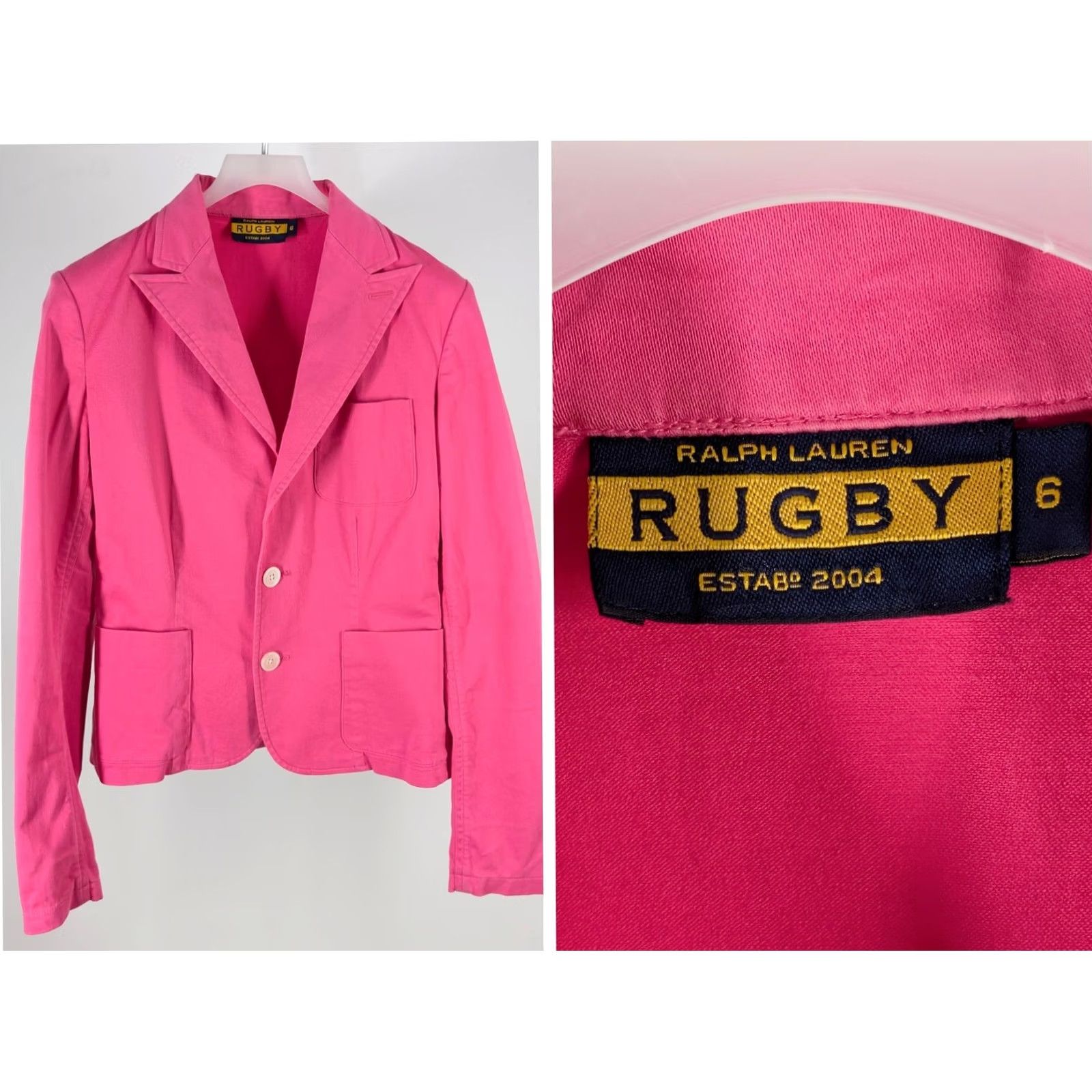Ralph Lauren VINTAGE Ralph Lauren Rugby Blazer Pink Cotton Women 6 Preppy Academia Jacket Woolly? Size M / US 6-8 / IT 42-44 - 2 Thumbnail