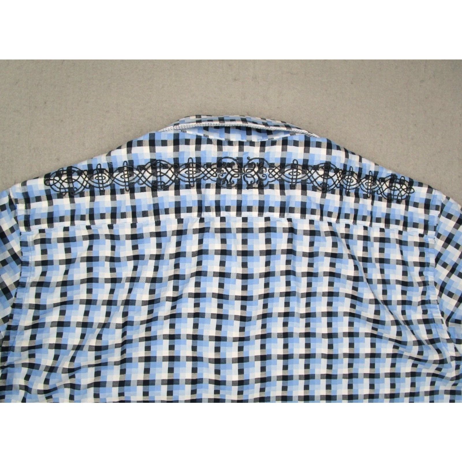 Robert Graham Robert Graham Shirt Mens XL Blue Button Up Dress Shirt Flip Cuff Geometric All Seasons 100% Cotton Button Embroidered Logo Designer Vintage: No Size US XL / EU 56 / 4 - 7 Thumbnail