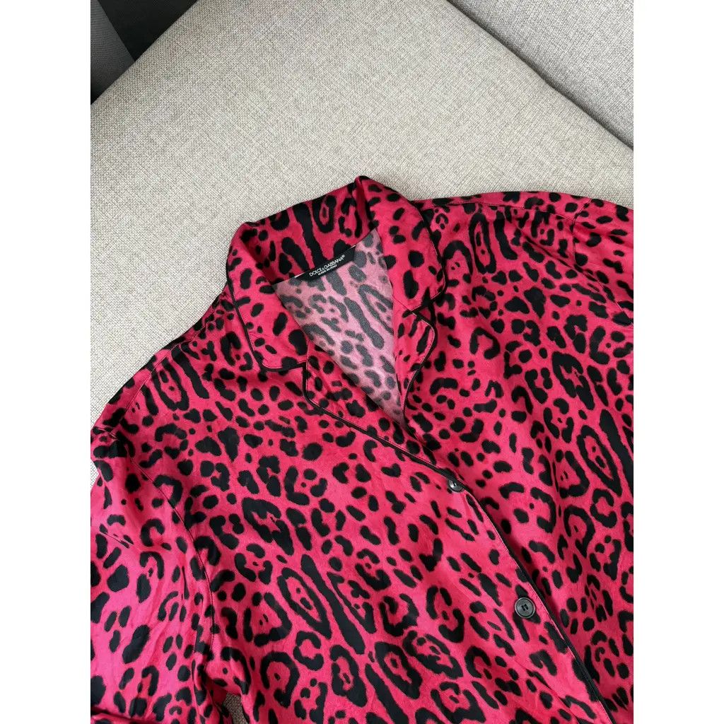 Dolce & Gabbana Dolce & Gabbana Fuchsia Leopard Silk Lounge Set IT38 Size 26" / US 2 / IT 38 - 4 Thumbnail