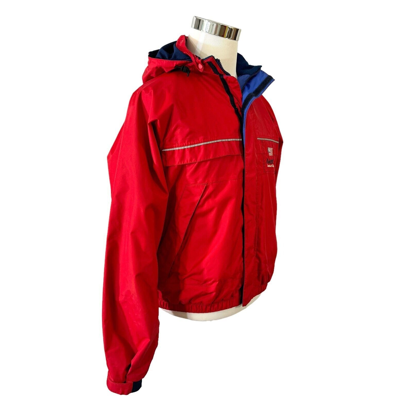 image of Patagonia Red Nylon Hooded Jacket Coat Americas Cup 1992, Men's (Size Small)