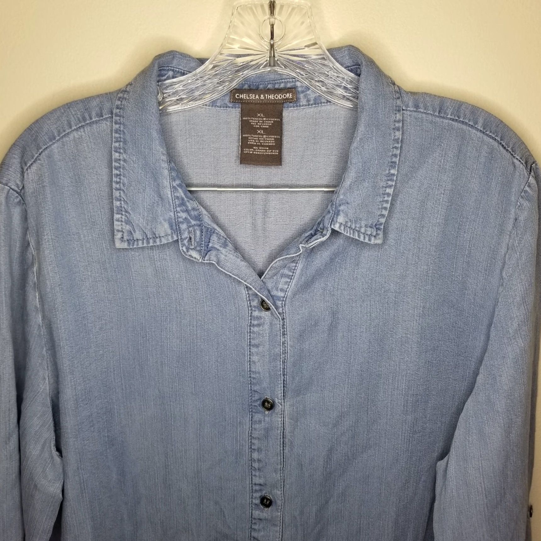 Vintage Chelsea & Theodore Shirt Womens XL Long Sleeve Button-Up Blue Size XL / US 12-14 / IT 48-50 - 2 Thumbnail