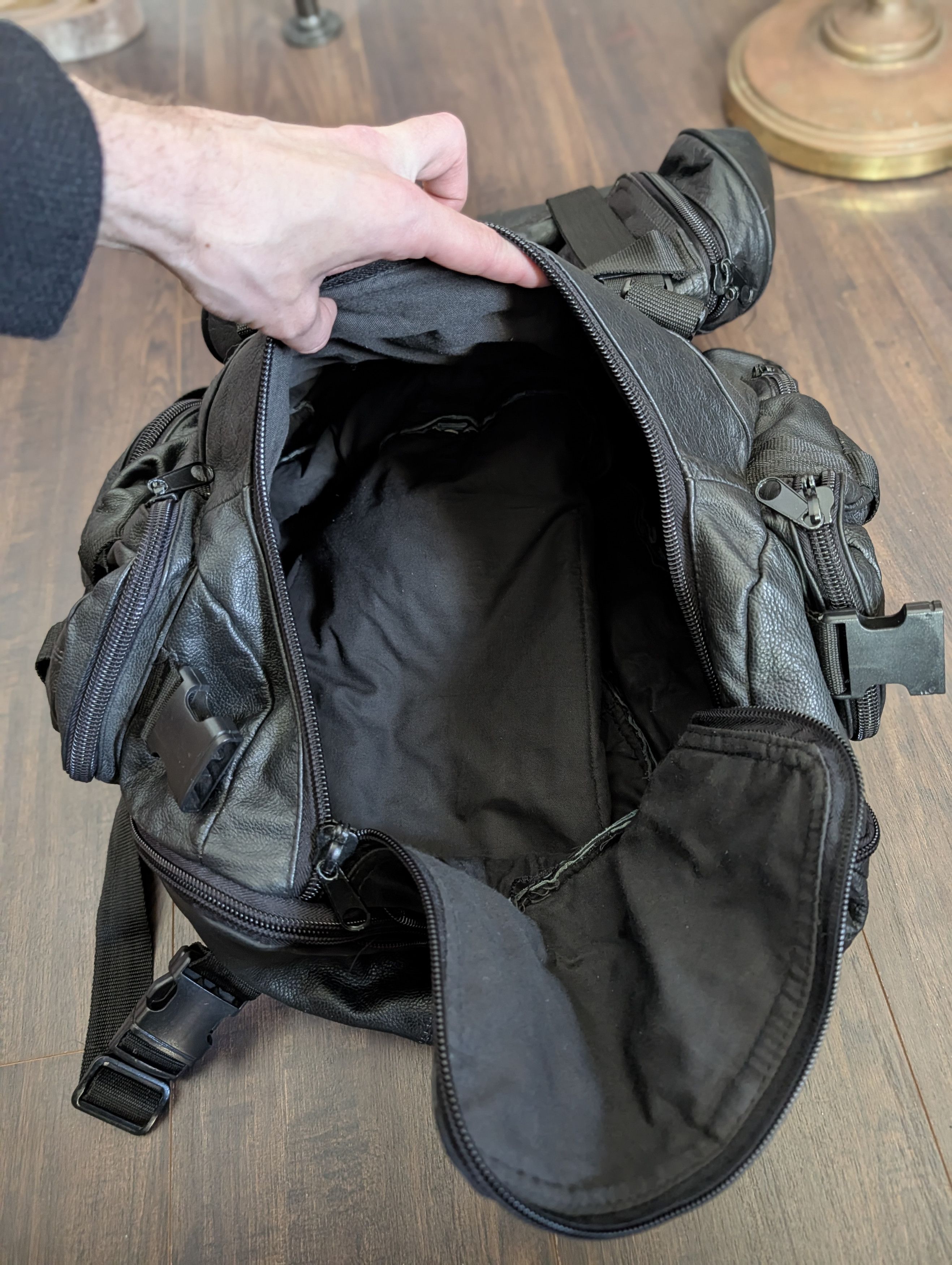 Vintage VTG leather 2-piece black biker cargo backpack Size ONE SIZE - 10 Thumbnail