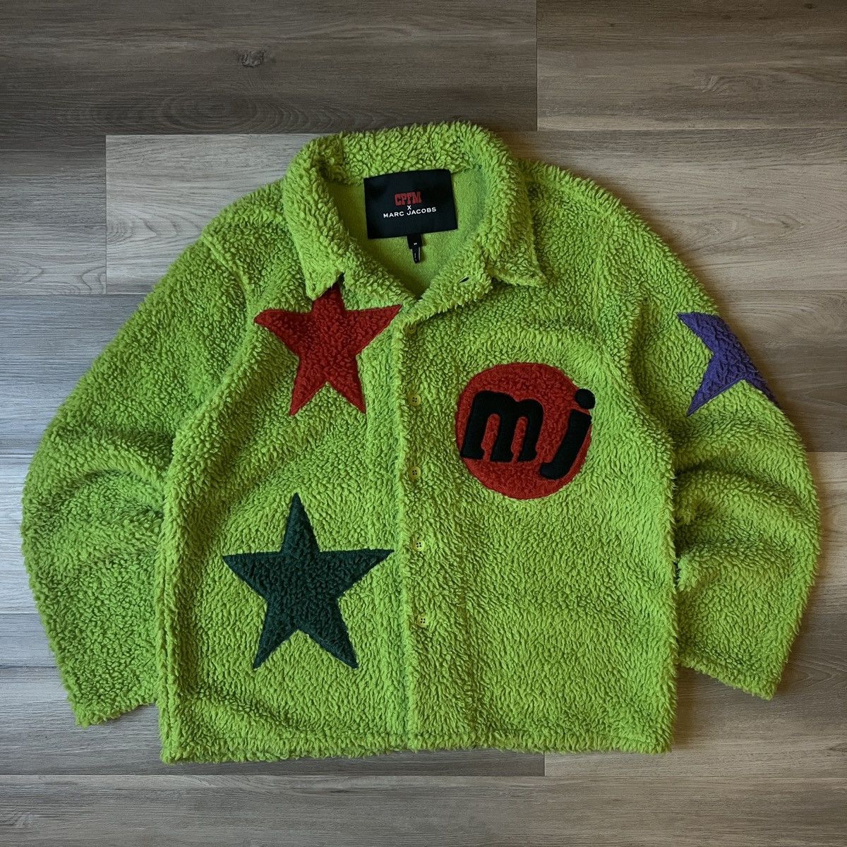 image of Cactus Plant Flea Market x Marc Jacobs Cpfm Marc Jacobs Button Up Fleece Size M in Green, Men's