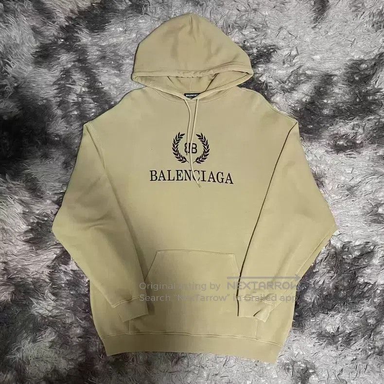 Balenciaga Balenciaga Wheat Ear Logo Hoodie Khaki Hooded Sweatshirt Size US XS / EU 42 / 0 - 1 Thumbnail