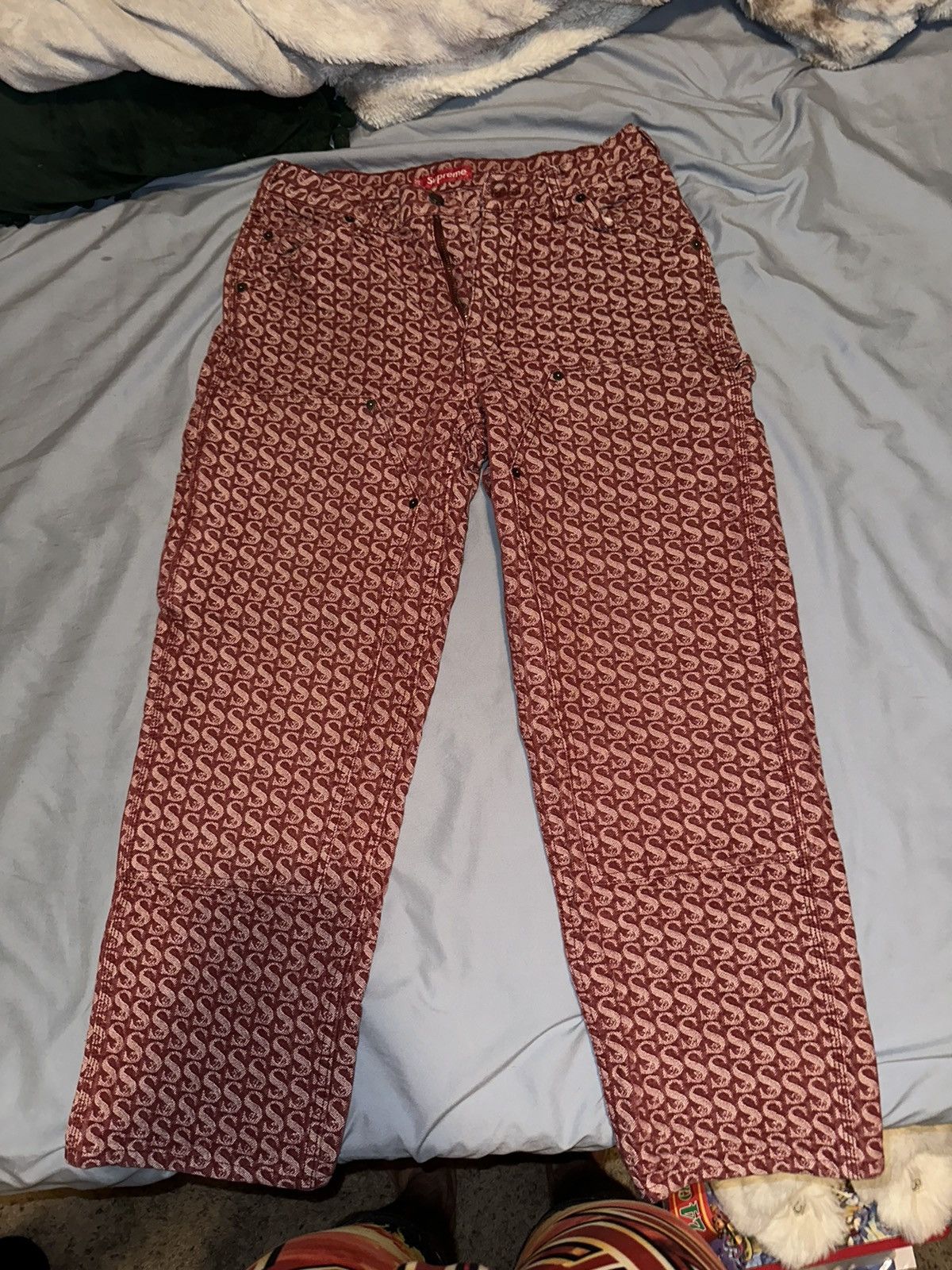 image of Supreme Double-Knee Work Pants in Red, Men's (Size 30)