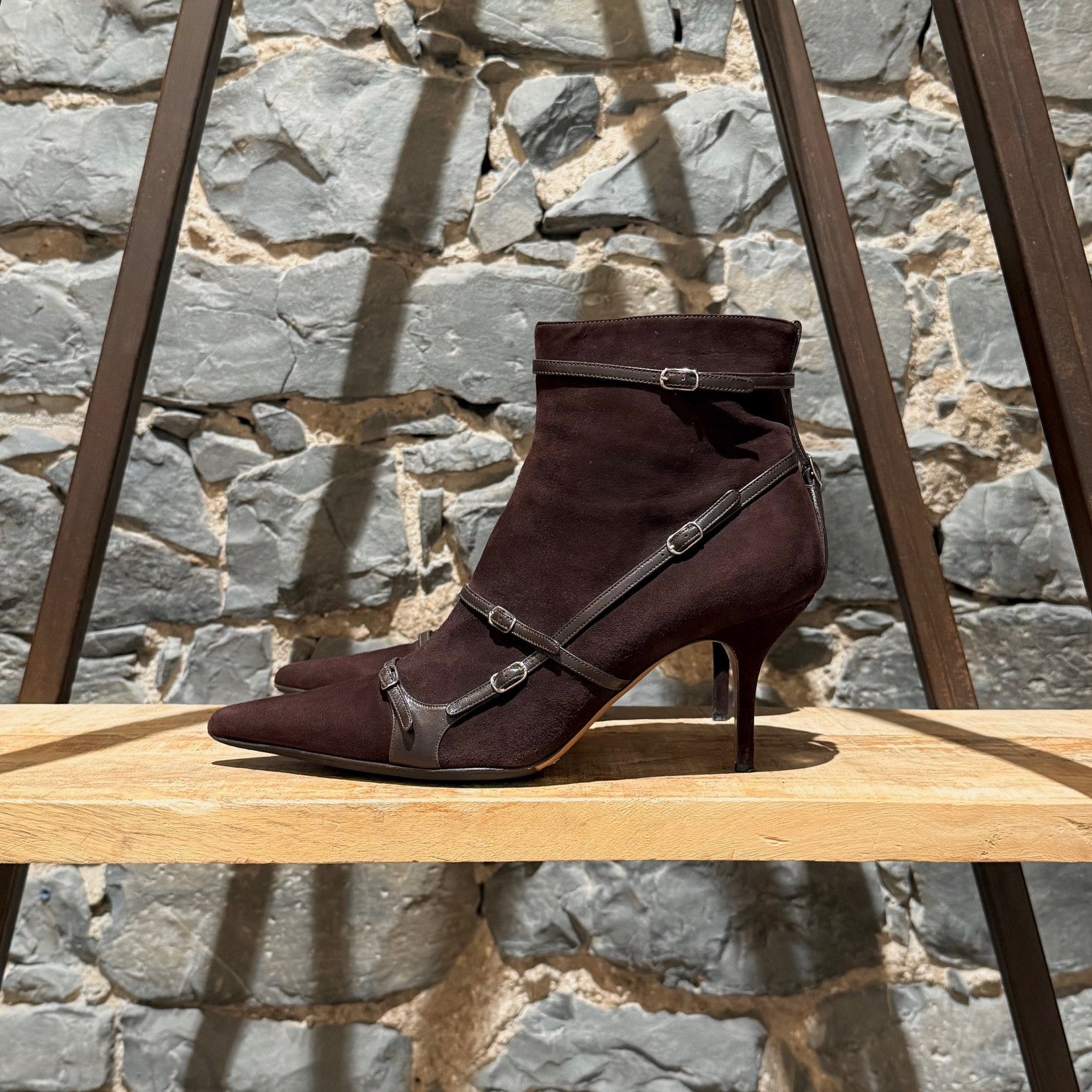 Dolce & Gabbana Dolce & Gabbana Brown Suede Harness & Straps Heeled Boots Size US 11 / IT 41 - 7 Thumbnail