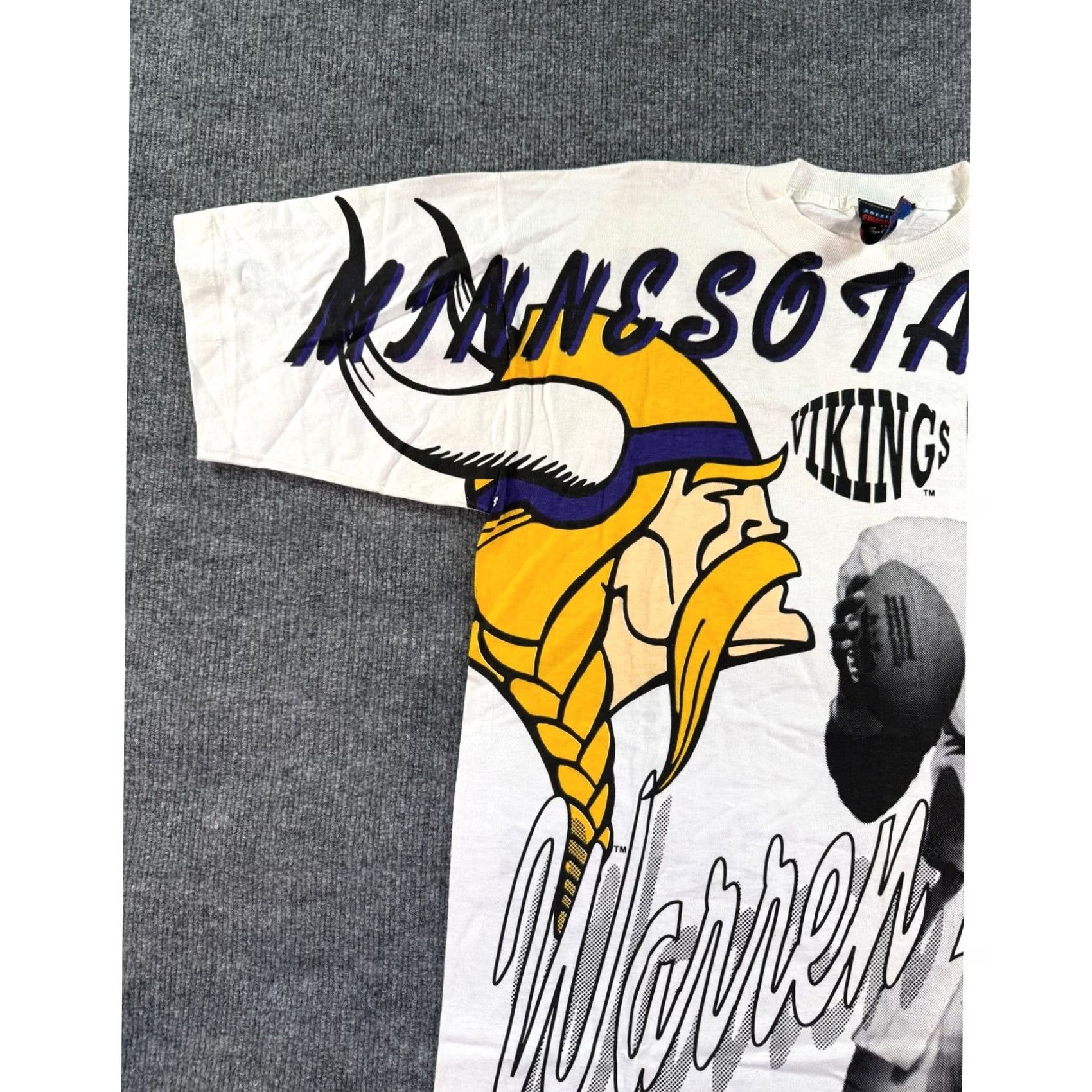 Vintage VTG Magic Johnson T's Minnesota Vikings Warren Moon T-Shirt Mens L White 90s AOP Size US L / EU 52-54 / 3 - 6 Thumbnail