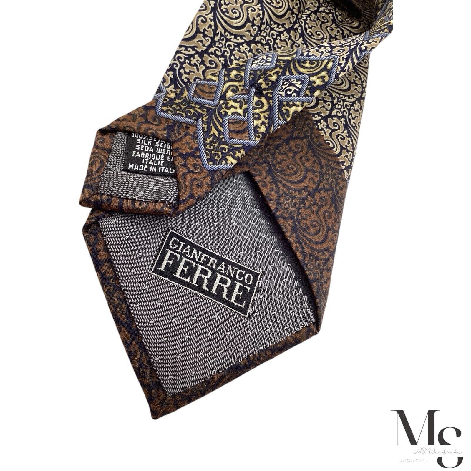 Gianfranco Ferre GIANFRANCO FERRE XL Brown Baroque Print Silk Tie Made In Ita Size ONE SIZE - 4 Thumbnail