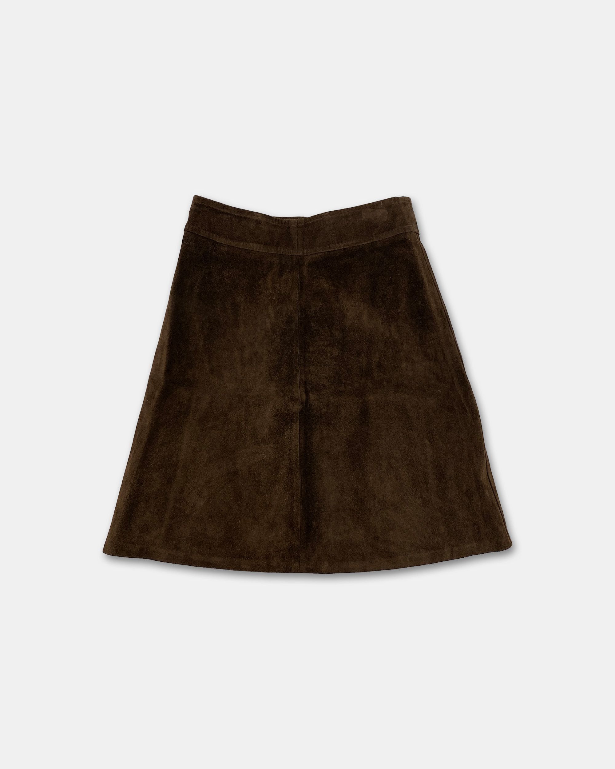 Vintage 1960s Riri Zip Midi Suede Leather Skirt Size 27" / US 4 / IT 40 - 1 Thumbnail