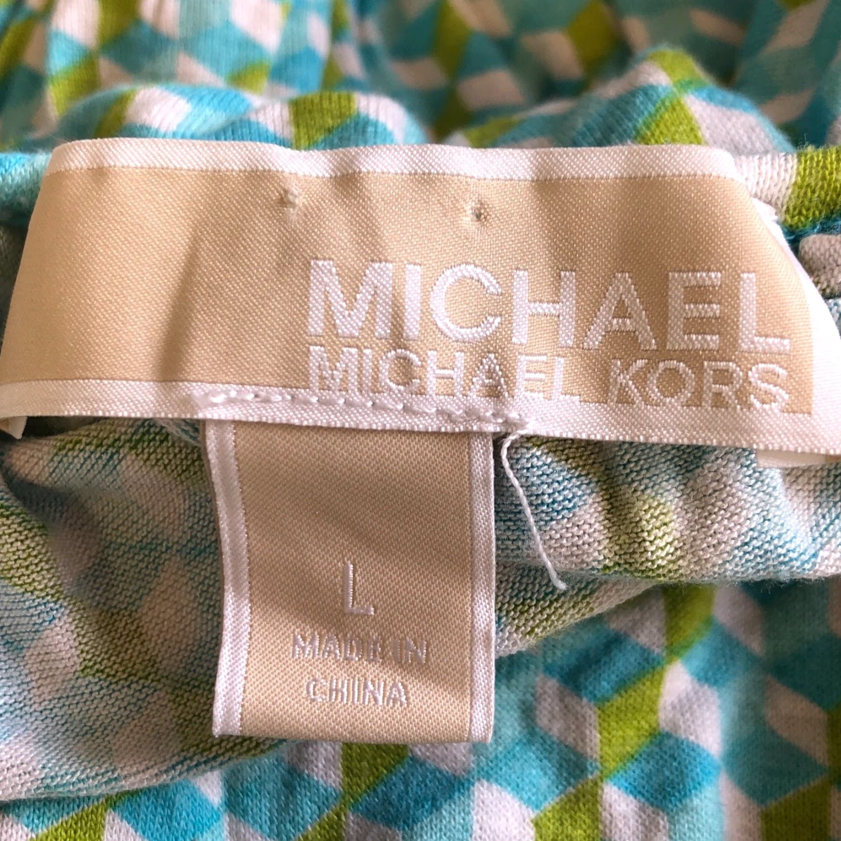 Michael Kors Michael Kors Women’s Multicolor Long Sleeve Cold Shoulder Blouse Size L - Geometric Pattern, Front Tie, Casual, Spring/Summer Size L / US 10 / IT 46 - 3 Thumbnail