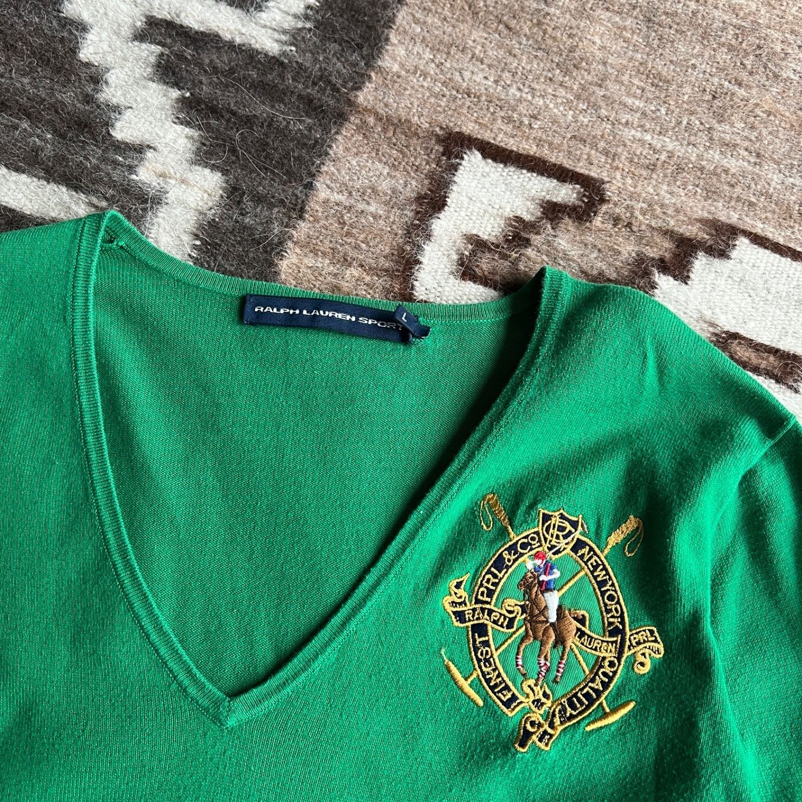 Ralph Lauren Sport Ralph Lauren Sport V Neck Sweater Logo Cotton Knit 9921AC Size L / US 10 / IT 46 - 3 Thumbnail
