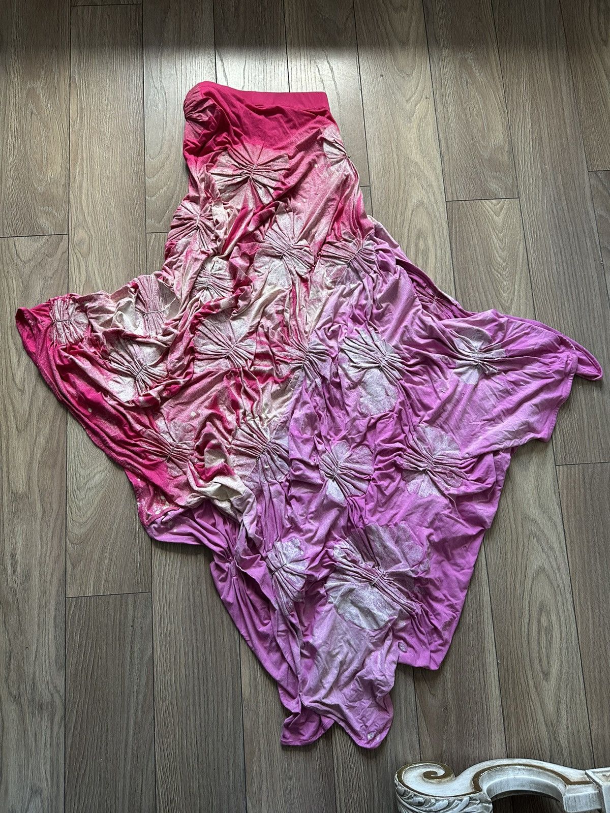 Designer Pink wax skirt asymmetric experimental structure school Size 27" / US 4 / IT 40 - 1 Thumbnail