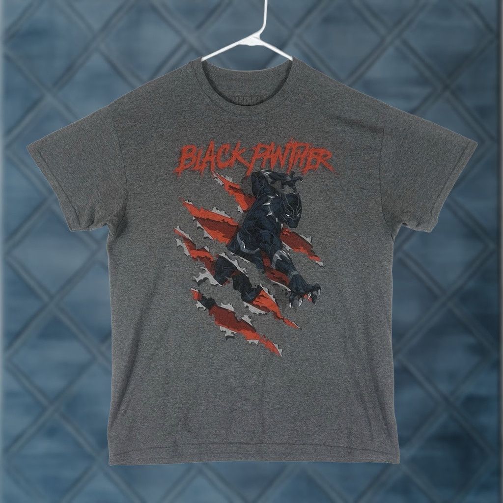 Vintage Marvel Black Panther Short Sleeve T-Shirt Mens Medium Gray Graphic Print Tee Top Size US M / EU 48-50 / 2 - 1 Thumbnail