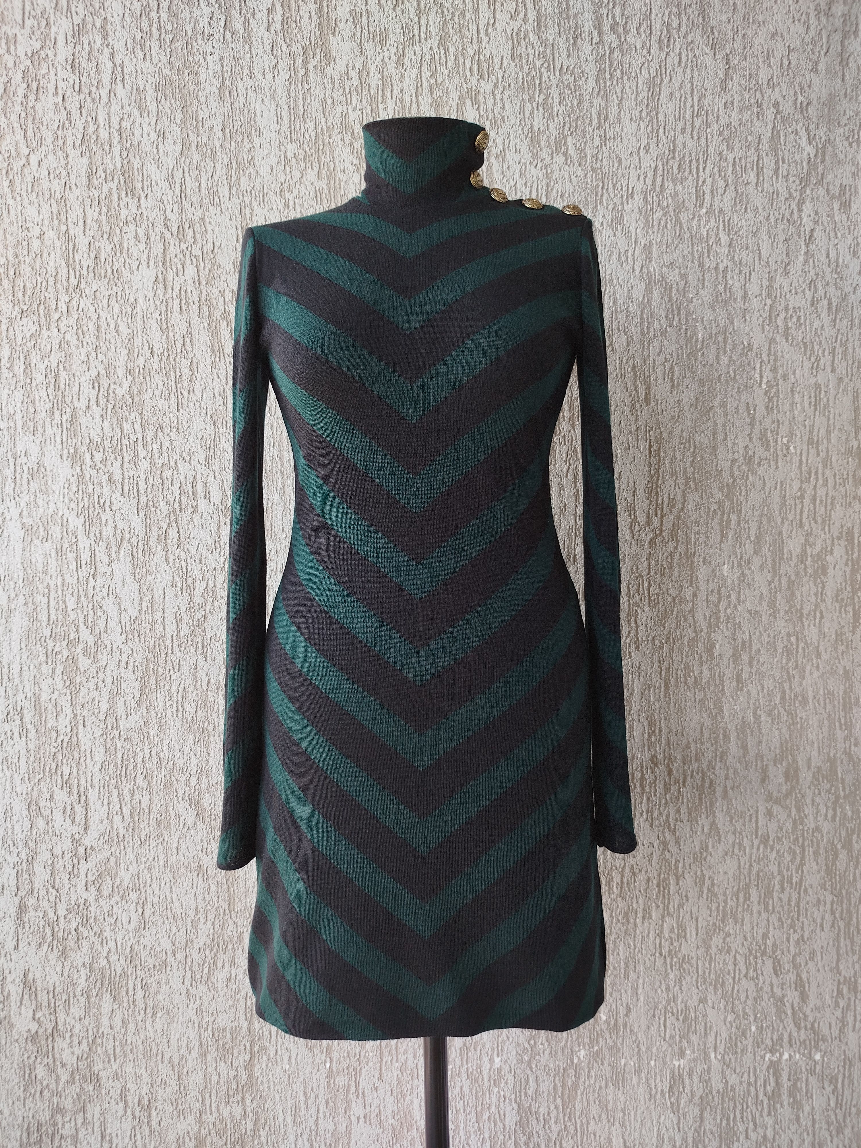 Balmain Dress Long Sleeve Striped Wool France Size 40 Size M / US 6-8 / IT 42-44 - 2 Thumbnail