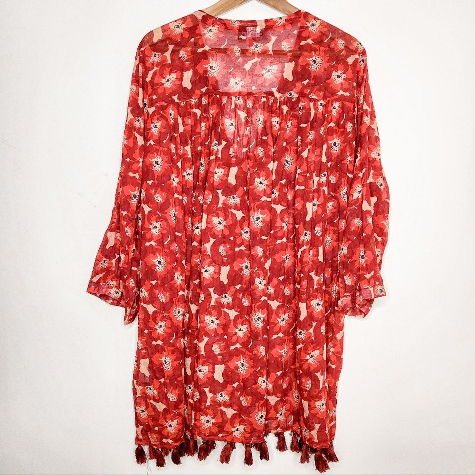 Anthropologie Ro’s Garden Red Floral Seychelles Tunic Dress Coverup Sz XL Size XL / US 12-14 / IT 48-50 - 5 Thumbnail