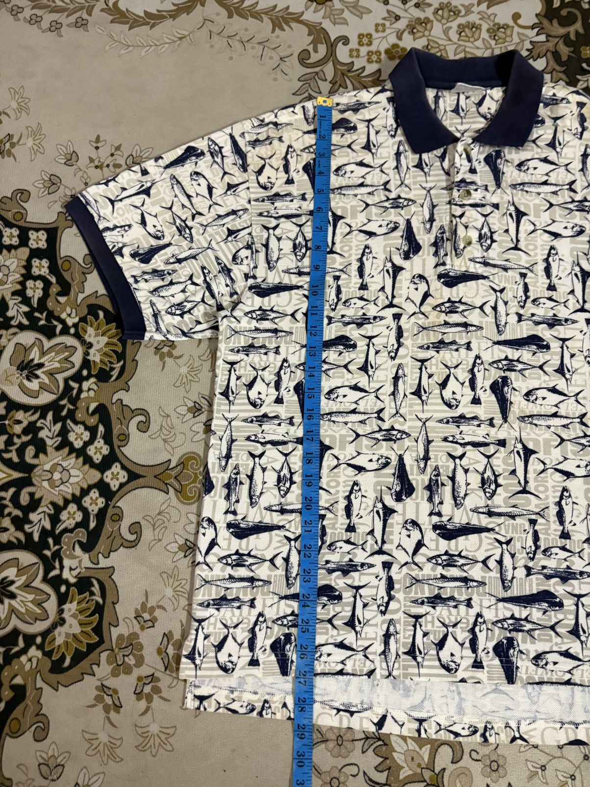 Columbia × Japanese Brand × Vintage Vintage Columbia Full Print Fish Polo Tee Size US XL / EU 56 / 4 - 13 Thumbnail