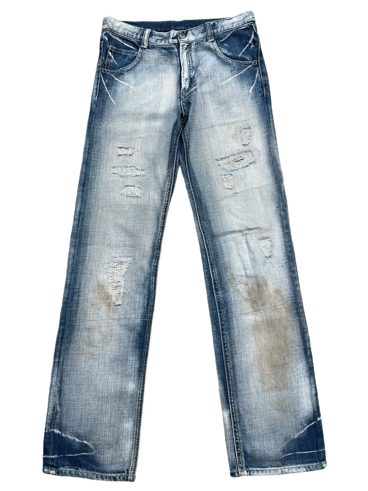 Japanese Brand RadCustom Limited Edition Skull Distressed Patch Jeans 28x31 Size 28" / US 6 / IT 42 - 2 Thumbnail