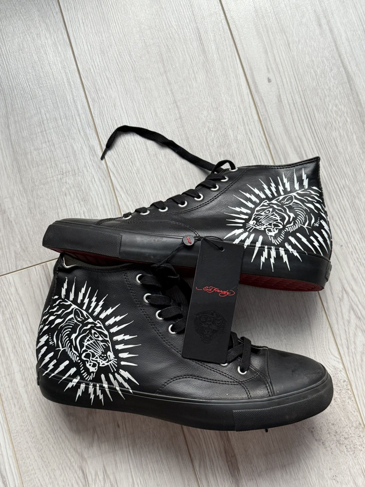 Vintage Y2K Retro Ed Hardy Tiger Men 10 Black Canvas High Top Laceless Sneakers Ed Hardy Shoes - Etsy main image 4