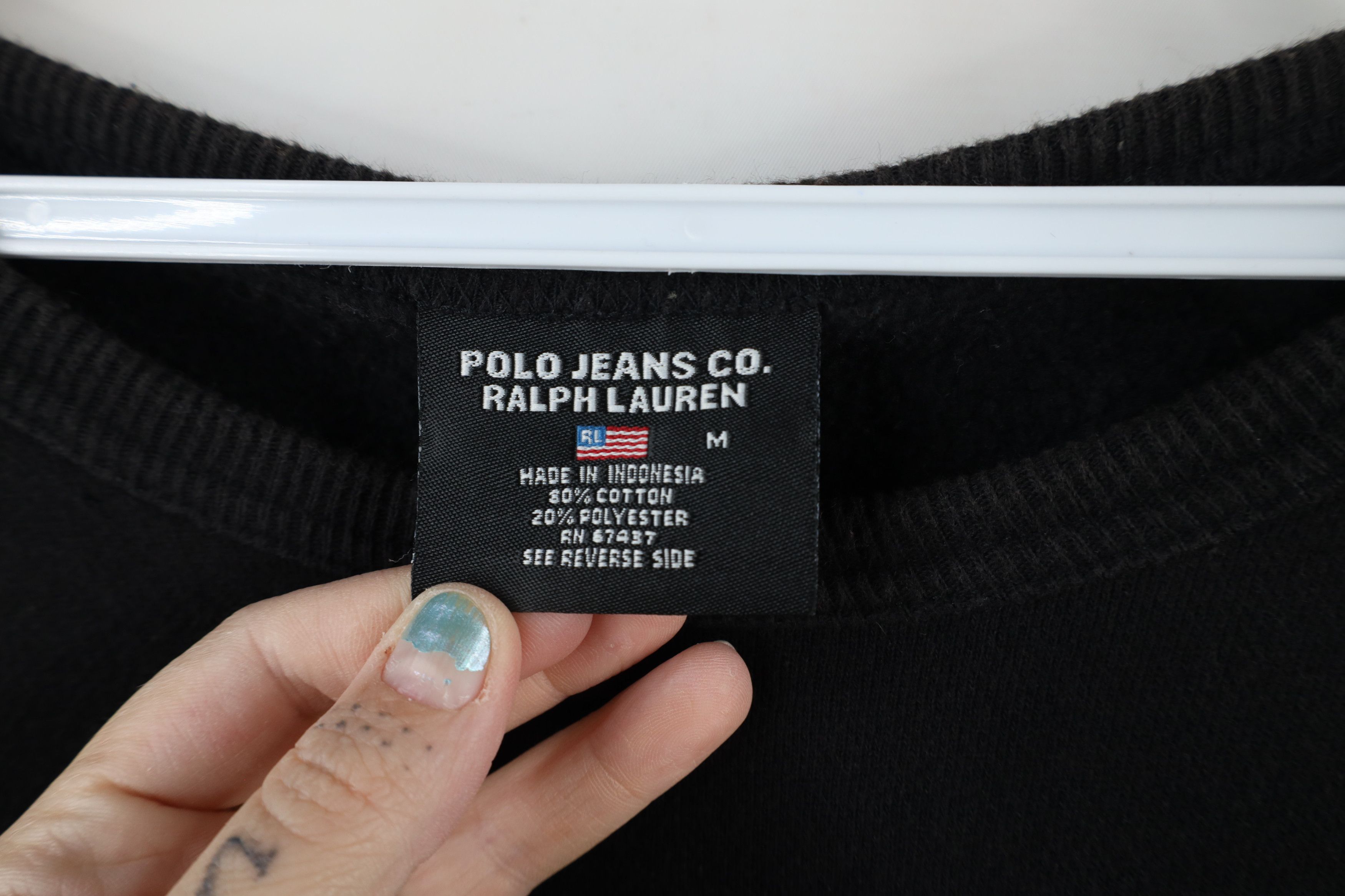 Vintage 90s Ralph Lauren Out Block Letter Sweatshirt Black