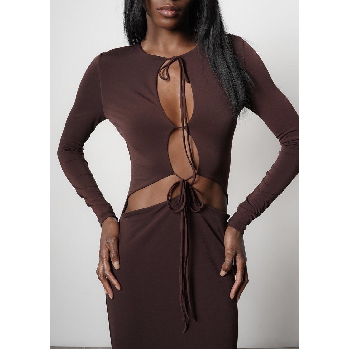 AYA MUSE Aya Muse Perugia Dress long sleeve brown size large L Size L / US 10 / IT 46 - 3 Thumbnail
