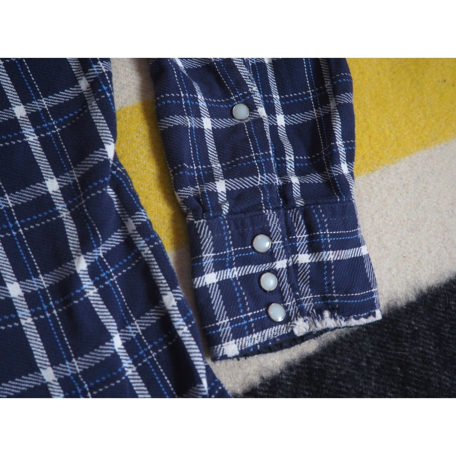 Vintage VTG Saddle King Cotton Blue White Western Flannel Grunge Pearl Snap Shirt 2X Size US XXL / EU 58 / 5 - 5 Thumbnail