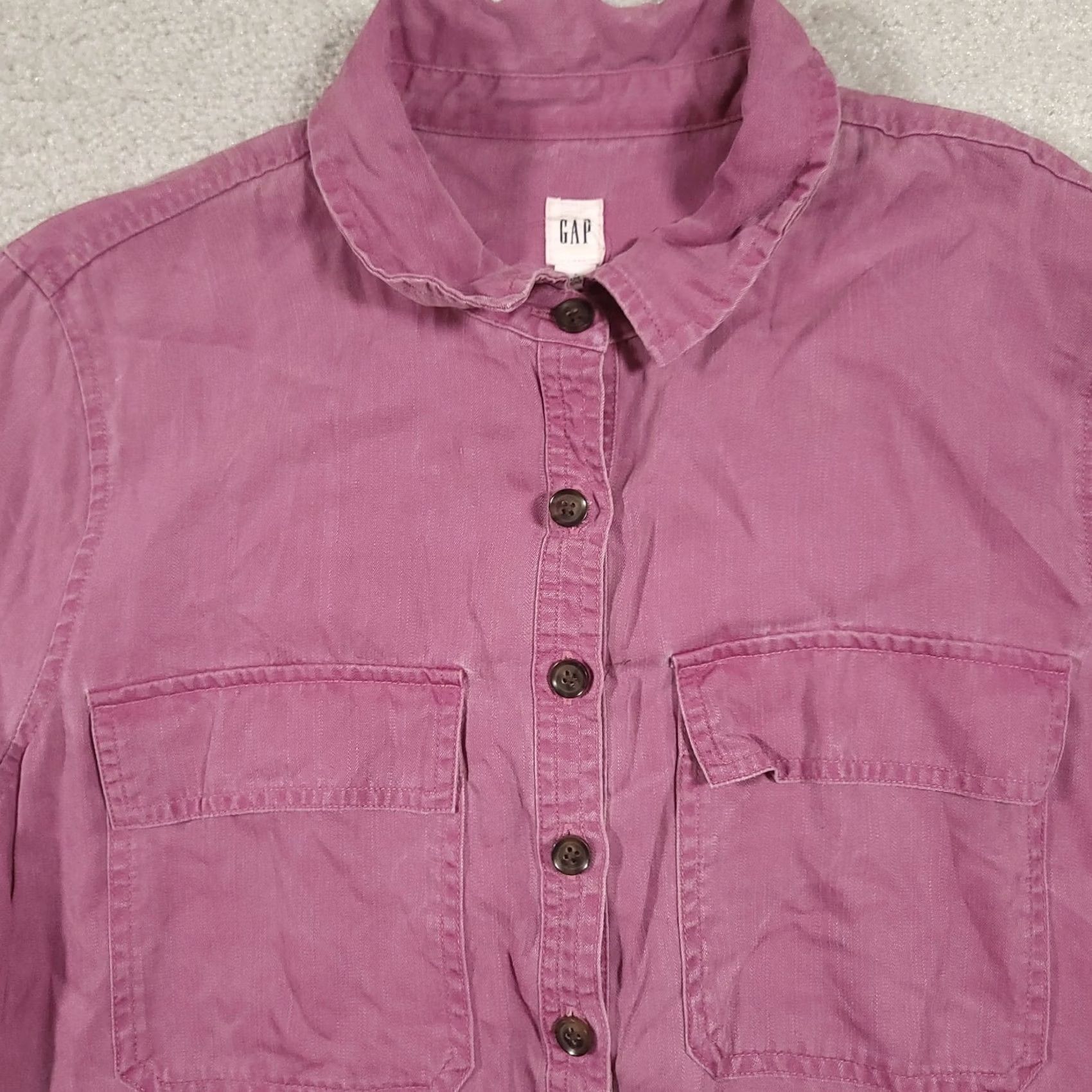 Gap GAP Shirt Dress Pink Long Sleeve Belted Collared Utility Dress Women Large Size L / US 10 / IT 46 - 2 Thumbnail