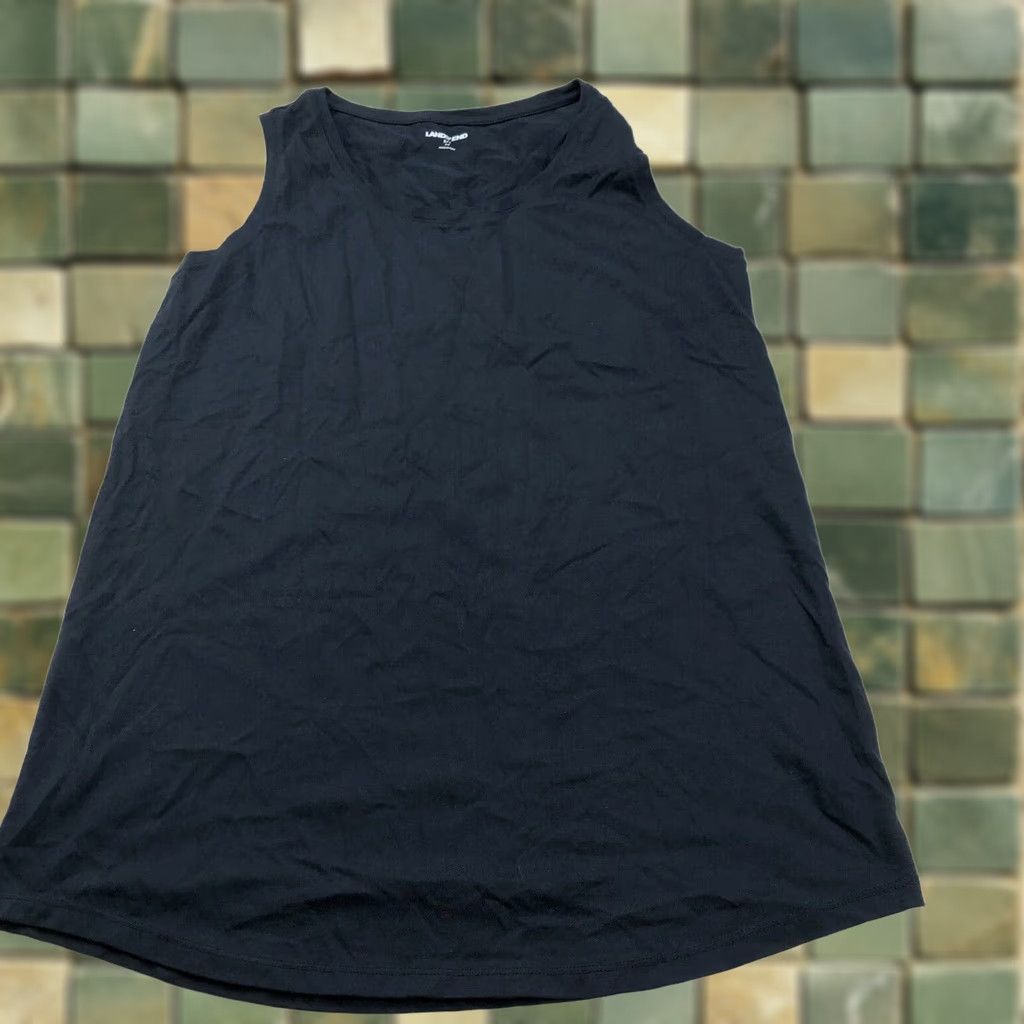 Lands' End Lands' End Tank Top MINT Black Small TALL 100% Cotton Wide Straps Round Neck Sleeveless 6/8 NS Size S / US 4 / IT 40 - 1 Thumbnail